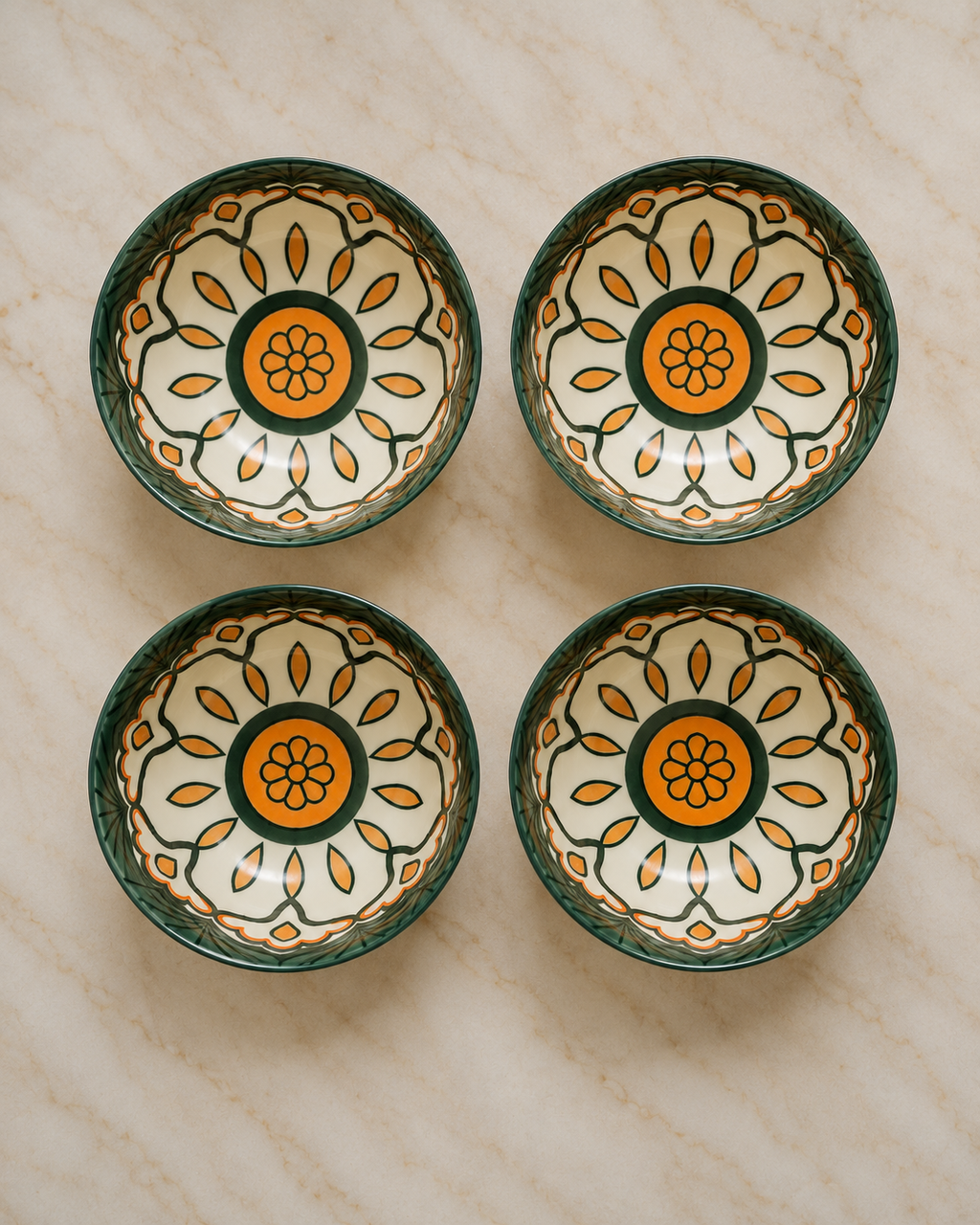 Imported Moroccan Ceramic Bowl Set – 4 PCS (4.5 Inch) | Living By Aad