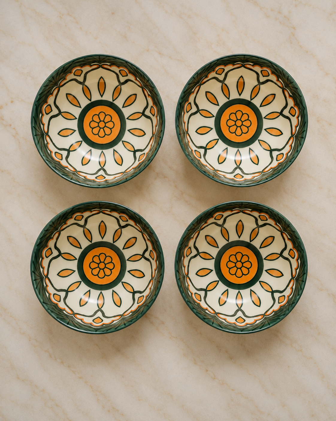 Imported Moroccan Ceramic Bowl Set – 4 PCS (4.5 Inch) | Living By Aad