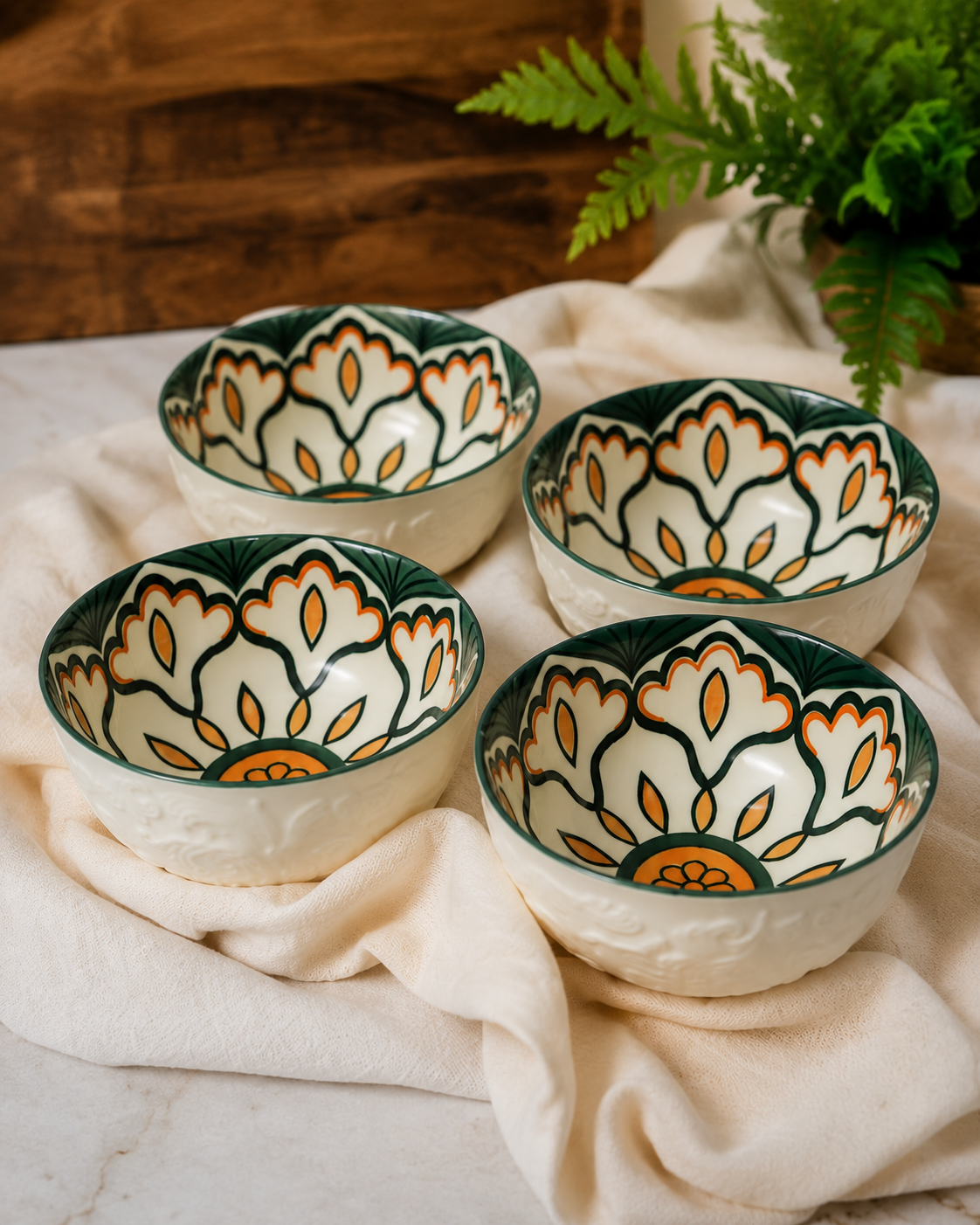 Imported Moroccan Ceramic Bowl Set – 4 PCS (4.5 Inch) | Living By Aad