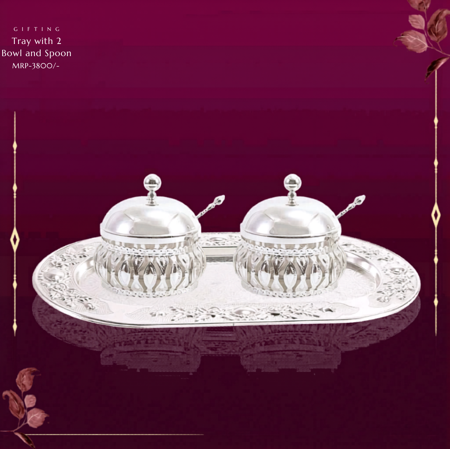 Tray with 2 Bowl and Spoon