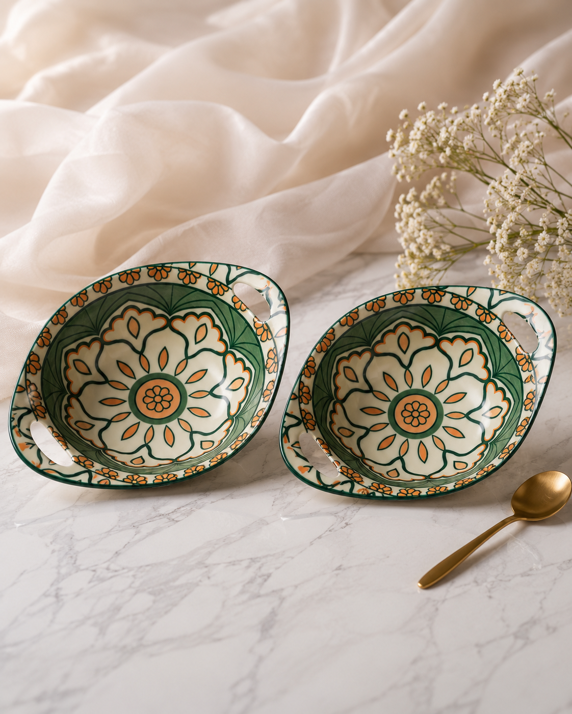 Moroccan Ceramic Oval Bowl with Handles