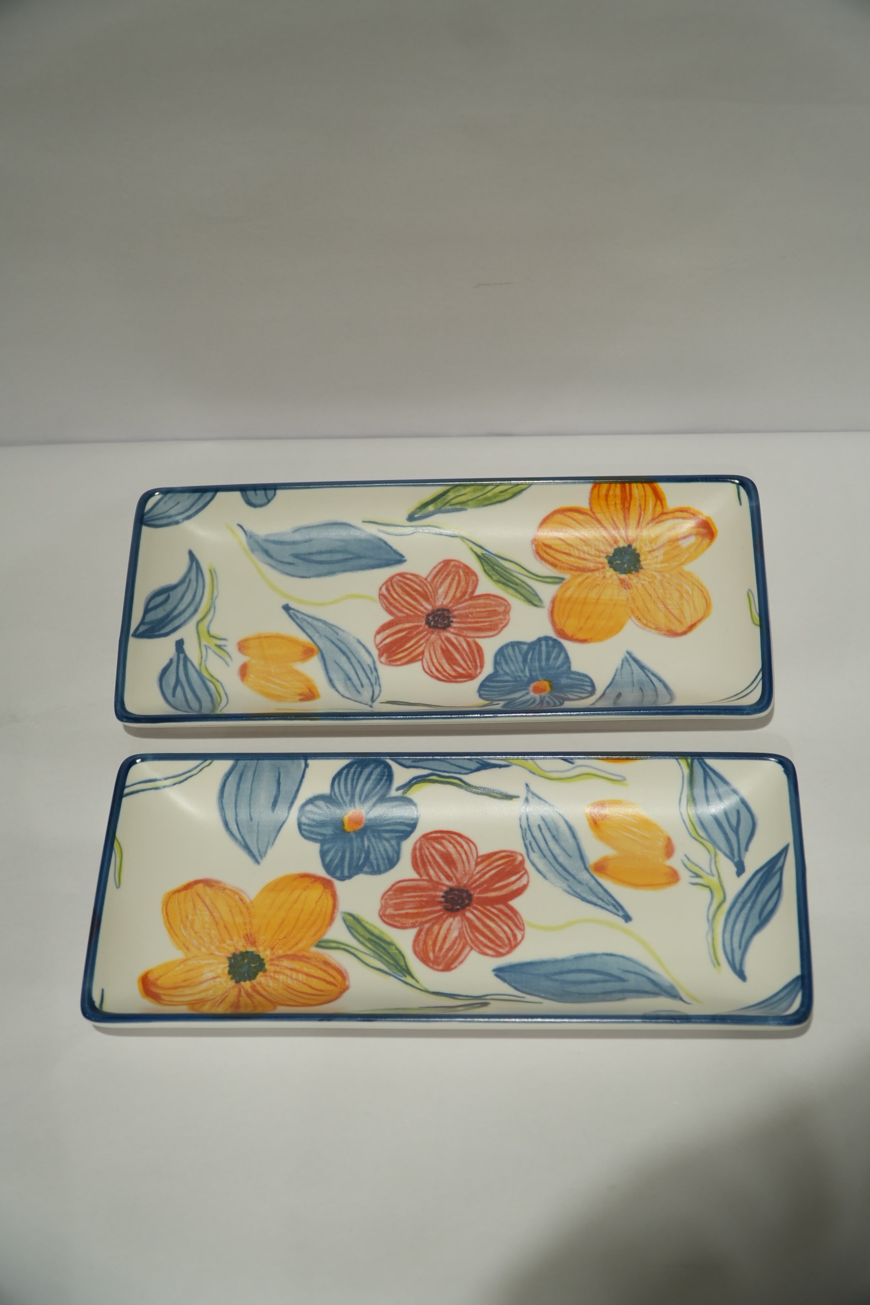 Rectangular Platters – Set of 2 (Blue Blossom)