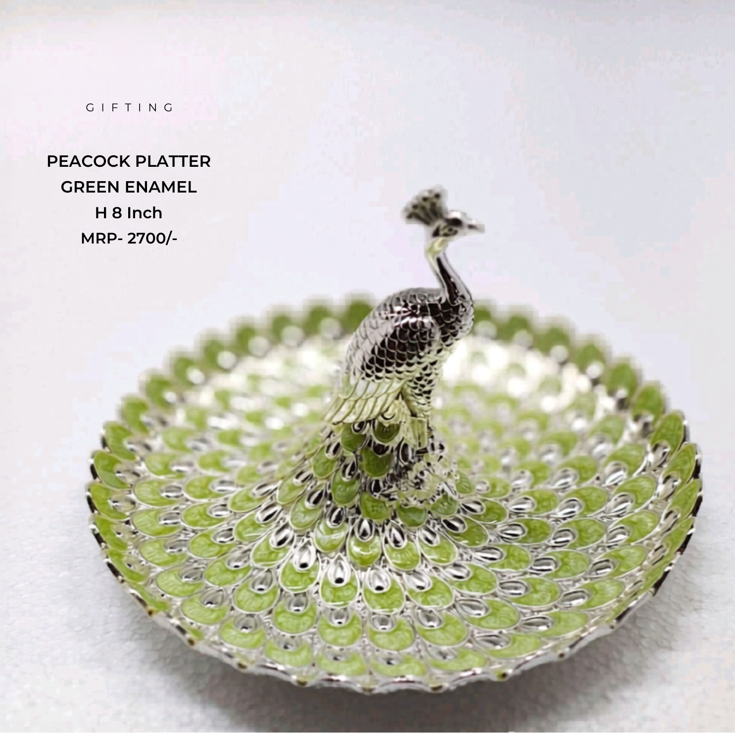 Peacock Platter Green Enamel