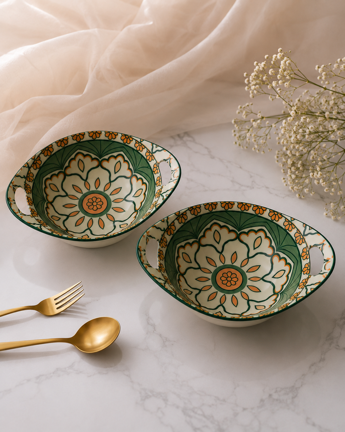 Moroccan Ceramic Oval Bowl with Handles