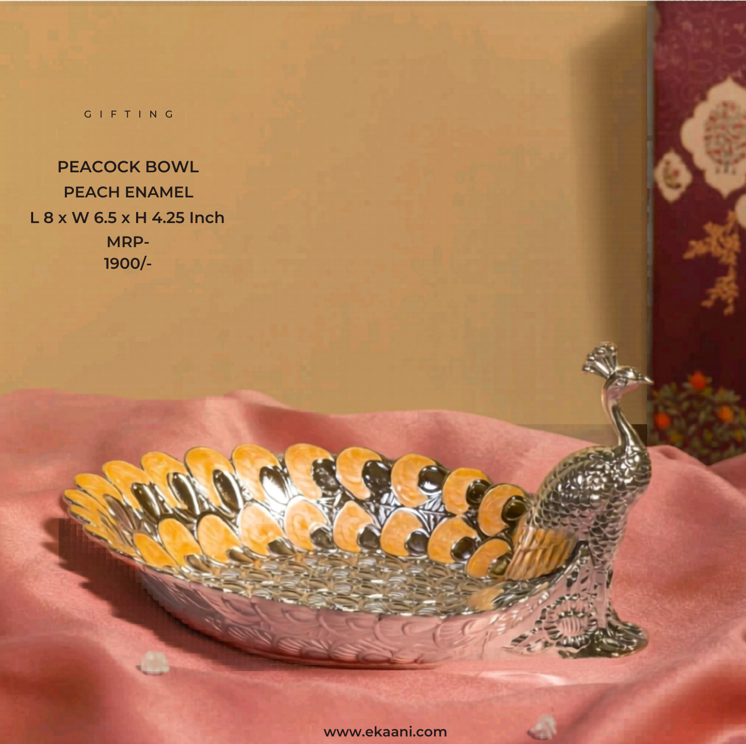 Peacock Bowl Peach Enamel