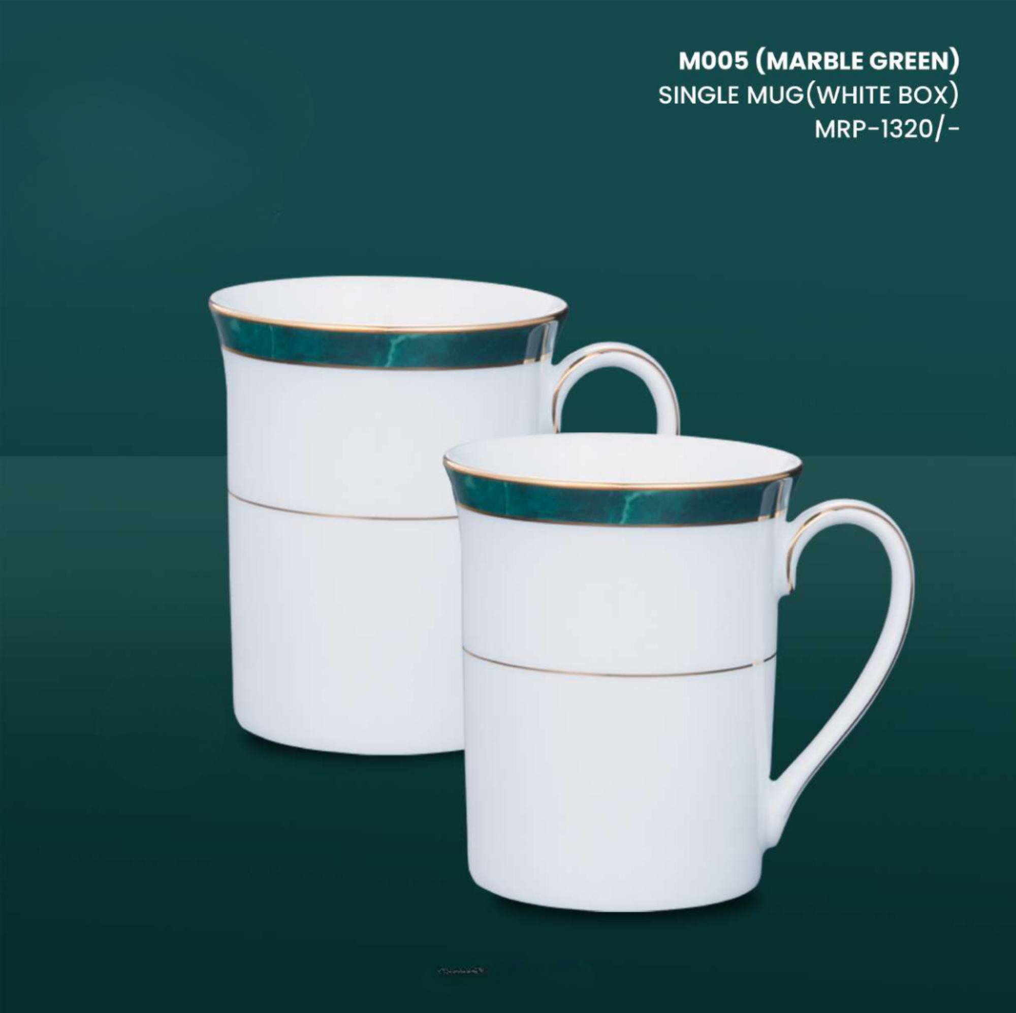 MARBLE GREEN SINGLE MUG(WHITE BOX)