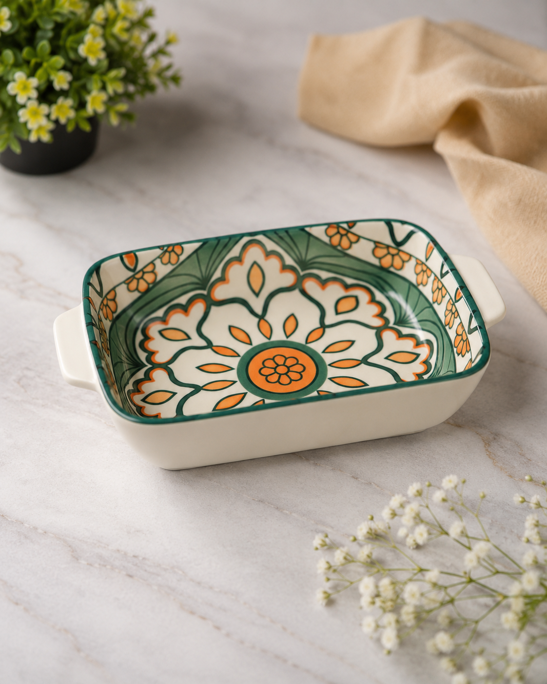 Imported Moroccan Ceramic Baking Dish with Handles | Living By Aad