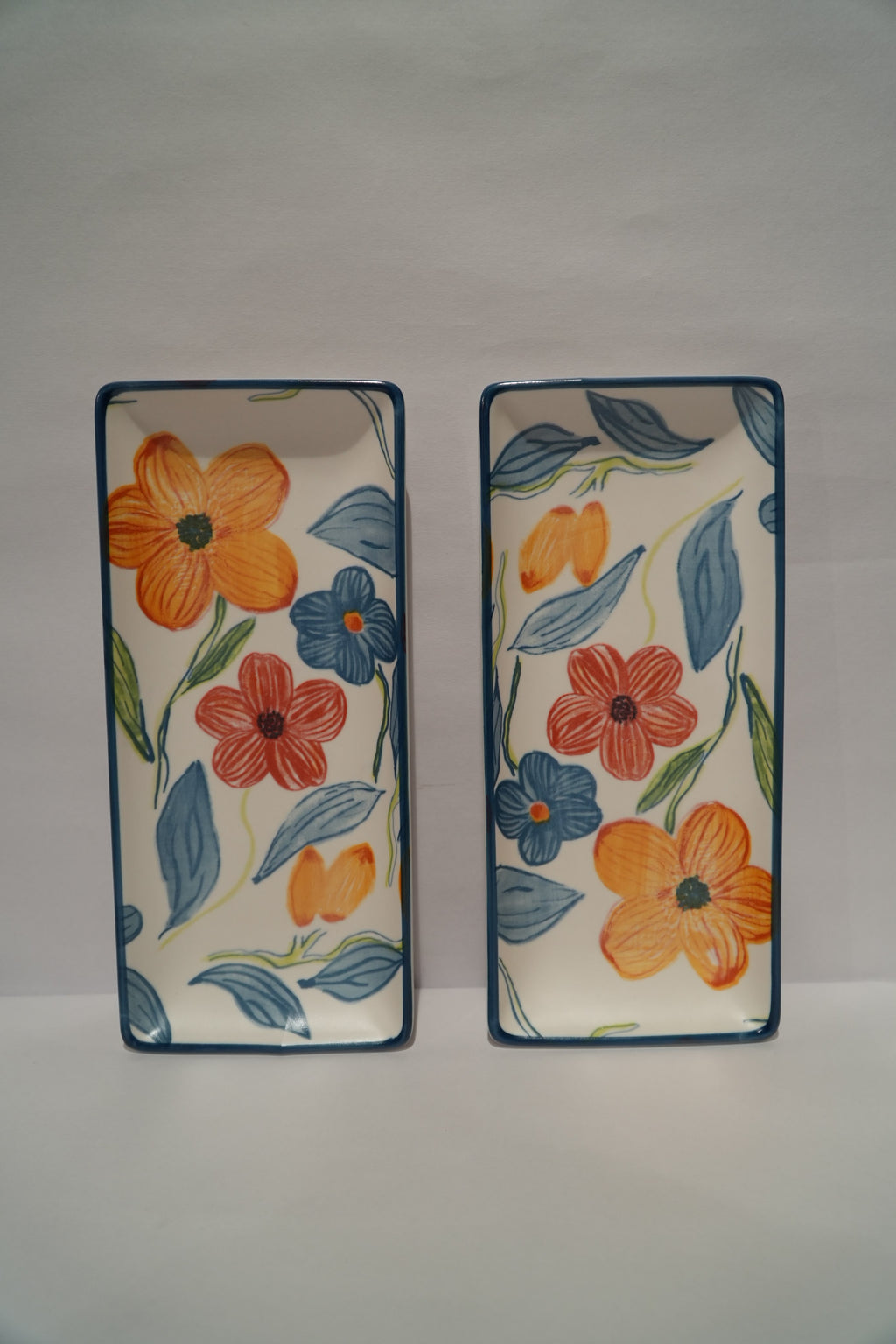 Rectangular Platters – Set of 2 (Blue Blossom)