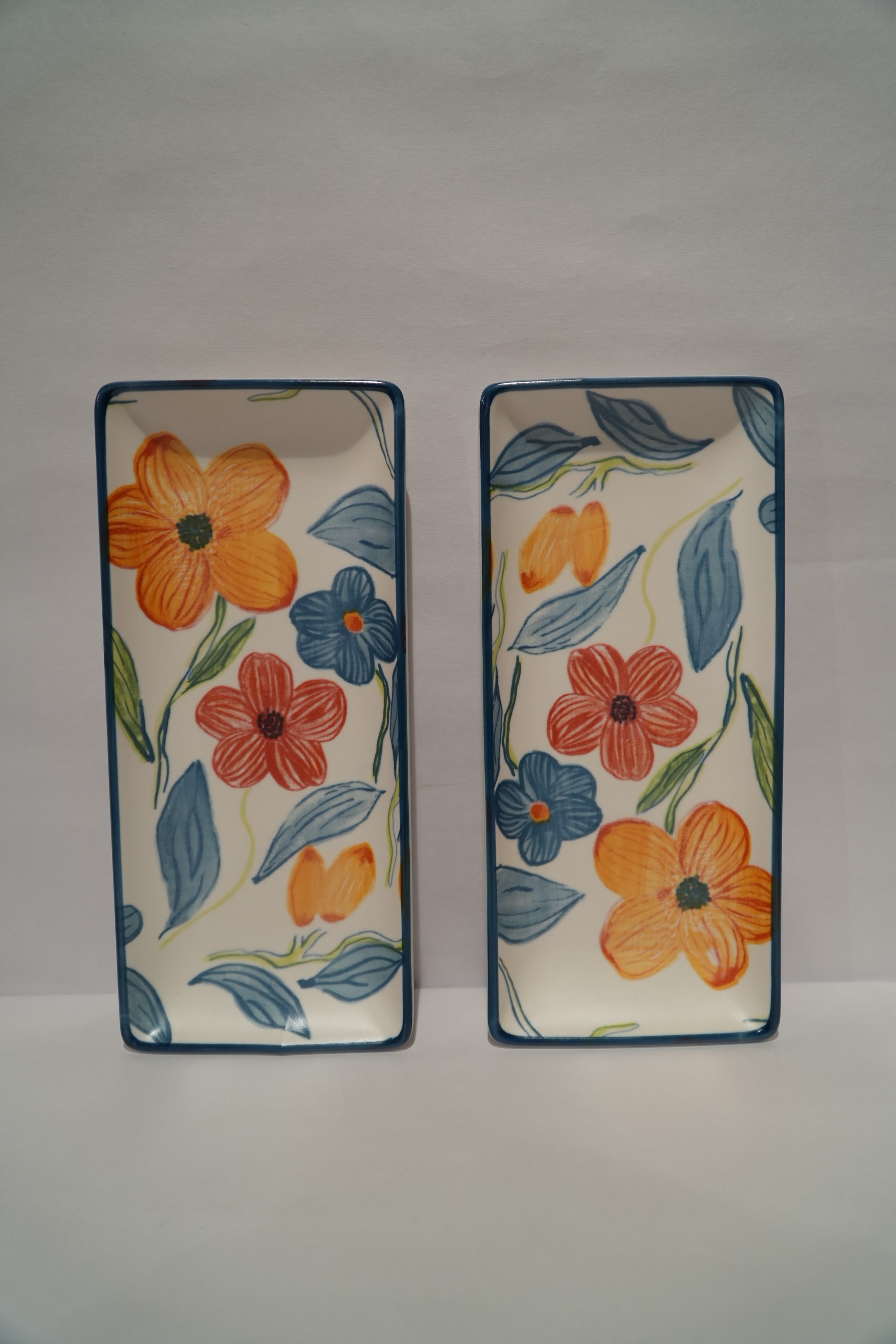 Rectangular Platters – Set of 2 (Blue Blossom)