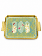 Elegant Glass & Gold Accent Decorative Tray — Luxury Serving Piece