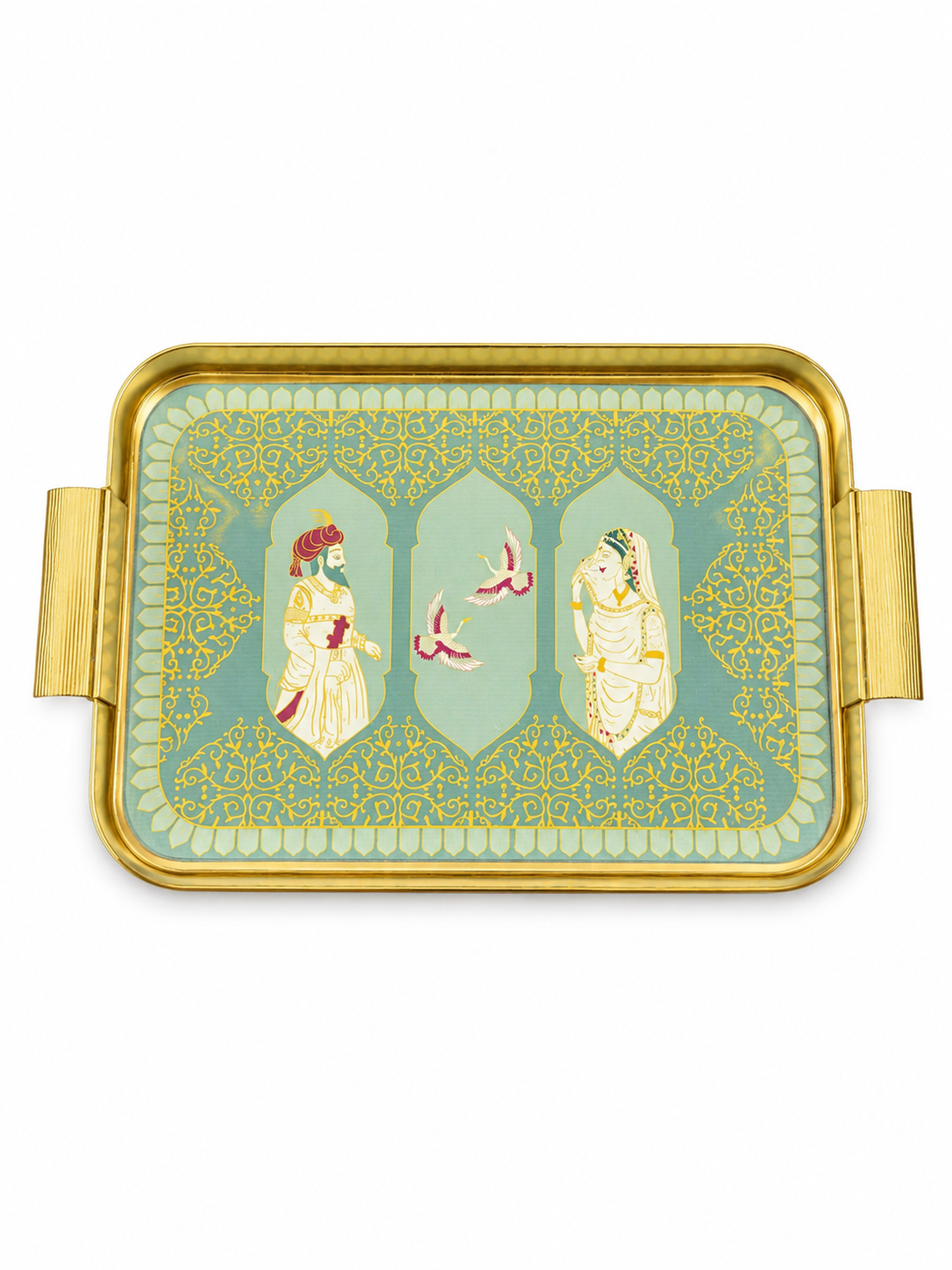 Elegant Glass & Gold Accent Decorative Tray — Luxury Serving Piece