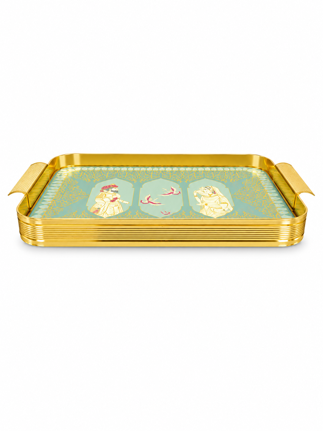 Elegant Glass & Gold Accent Decorative Tray — Luxury Serving Piece
