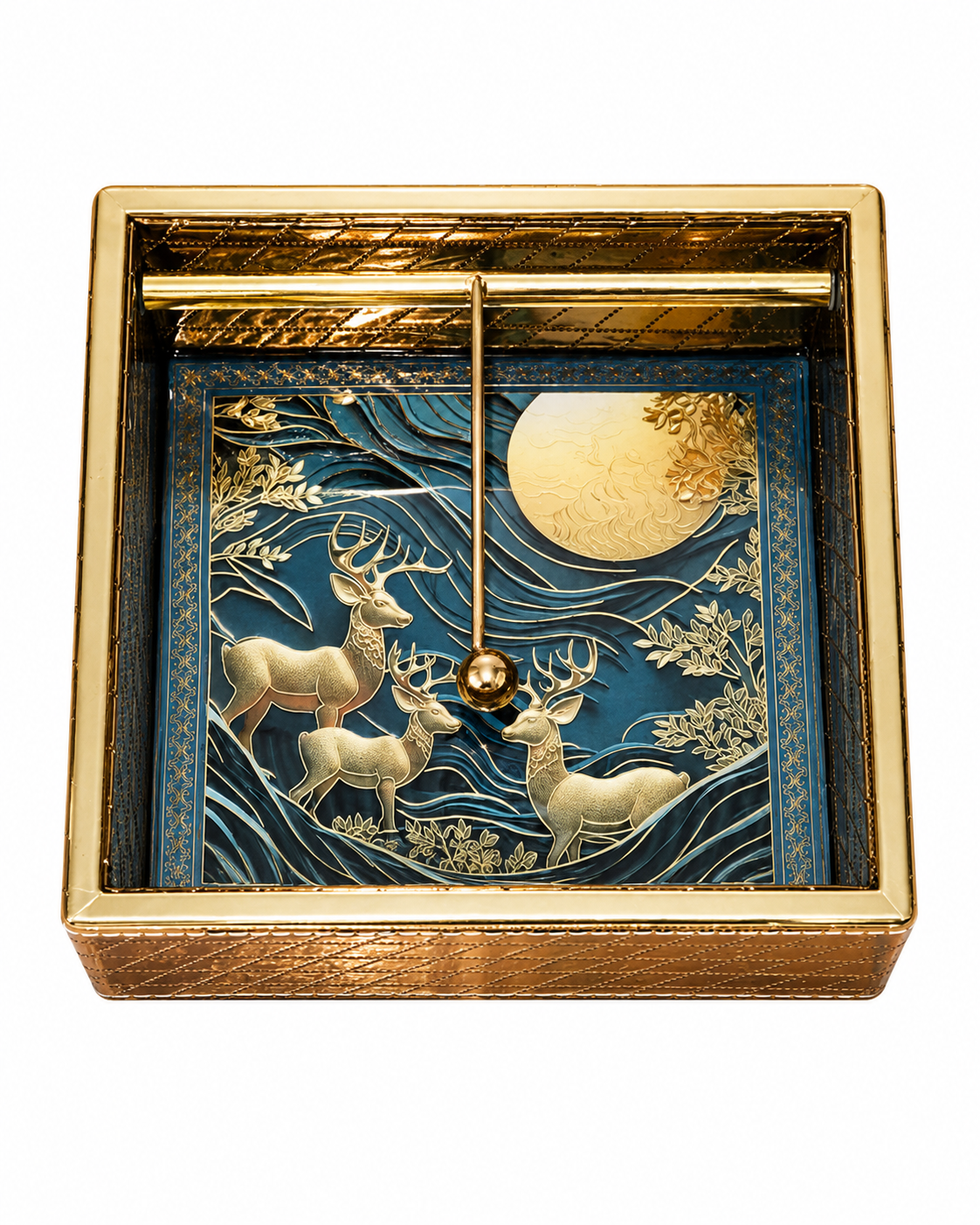 Golden leather tissue holder 03