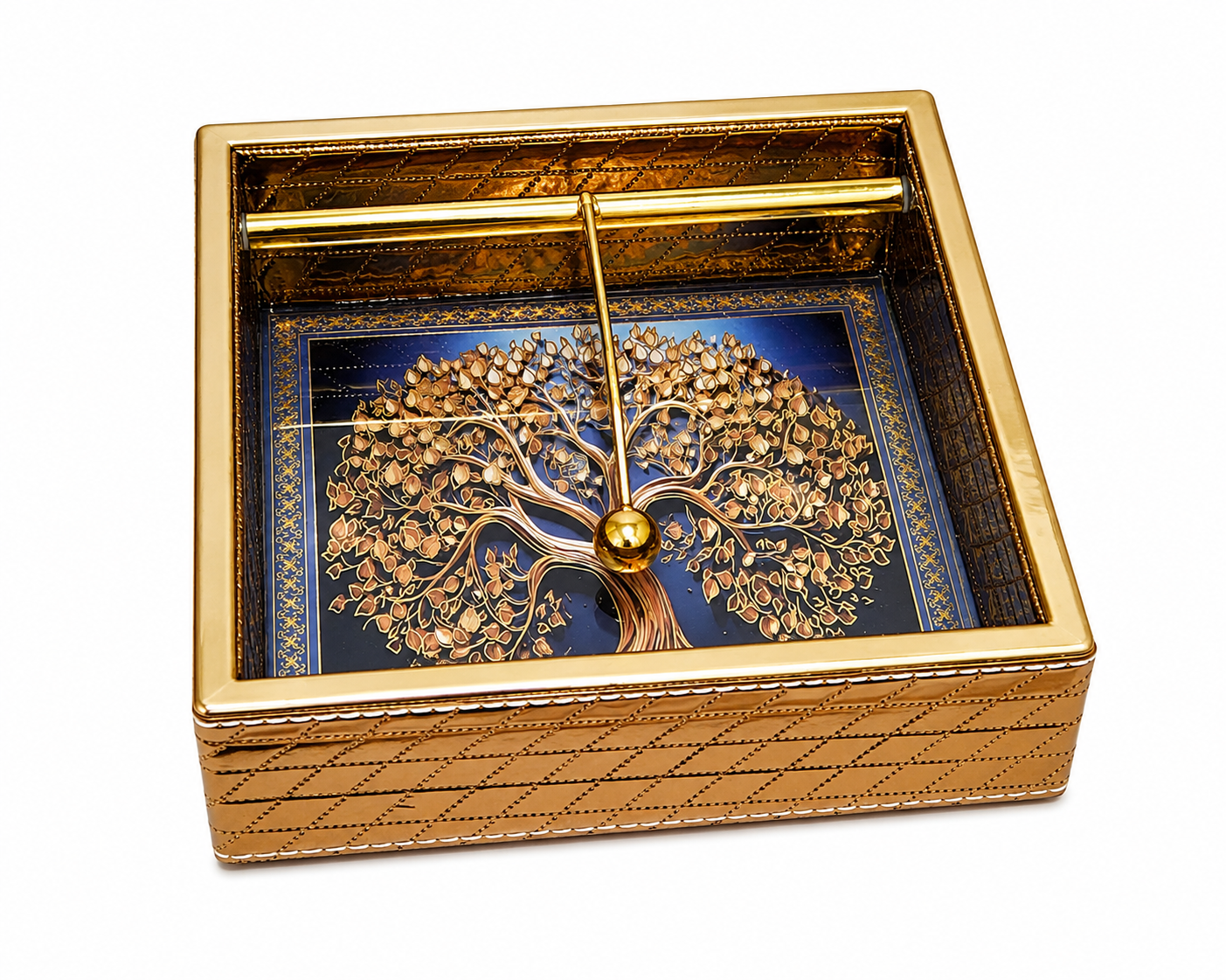 Golden leather tissue holder 04