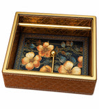 Golden leather tissue holder 01