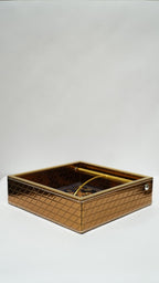 Golden leather tissue holder 01