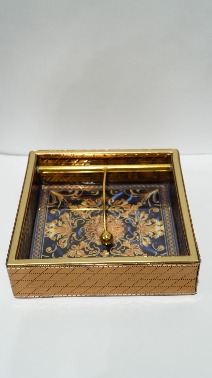 Golden leather tissue holder 05