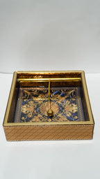 Golden leather tissue holder 05
