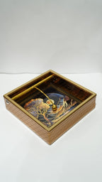Golden leather tissue holder 02
