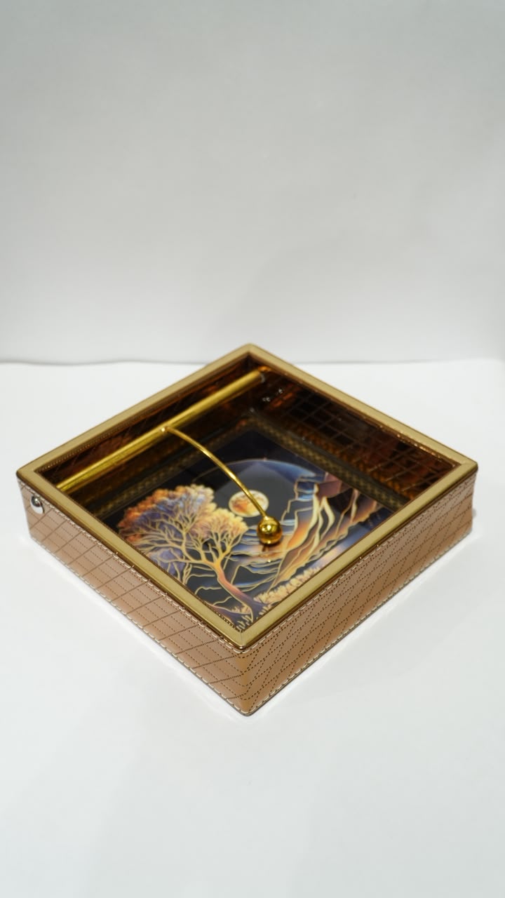 Golden leather tissue holder 02
