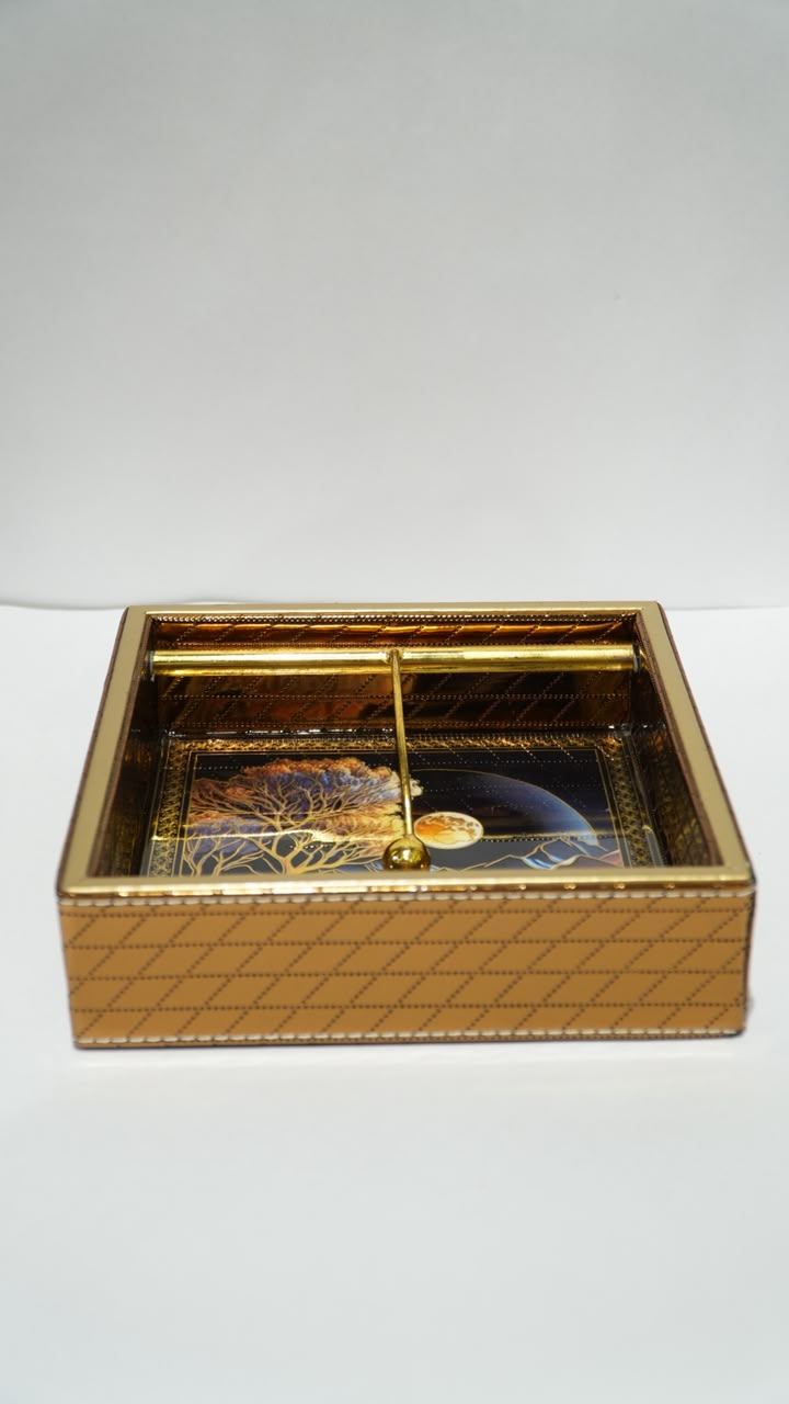 Golden leather tissue holder 02